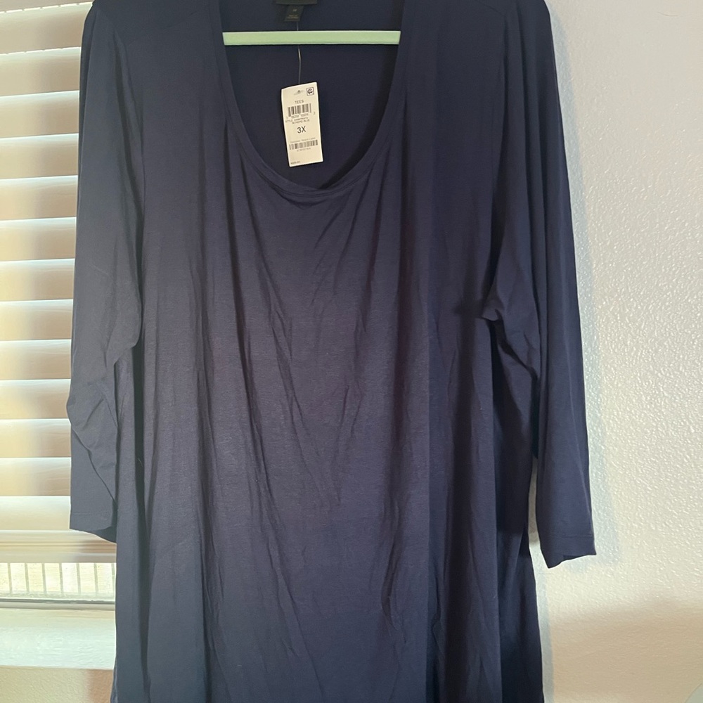 JM Collection Deep Blue Long Sleeve Top